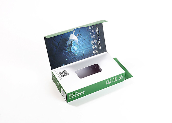Promotional Electronics Cardboard Box CMYK Mobile Charger Packaging With Blister