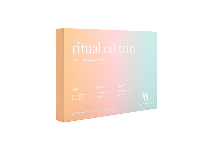 Custom Cosmetic Packaging Box 3 Bottle Inside 20cm Width For Essential Oil